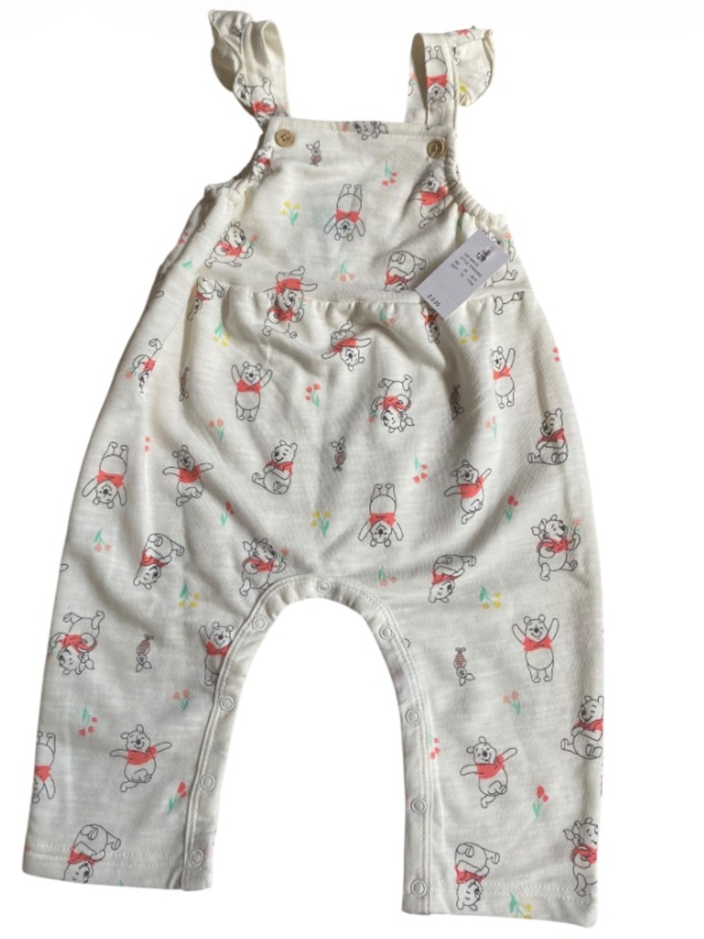 Disney Winnie the Pooh All Over Print Romper Ruffled Shoulders NWT Size 12 mths
